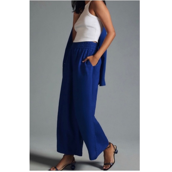 Anthropologie The Somerset Pull-On Pants: Linen Edition in Cobalt Blue Size MT - Picture 5 of 16